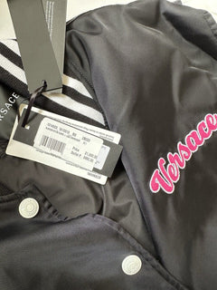 Versace Women's Blouson Nylon/Fabric Logo Jacket Black 10 US (44 Euro) NWT $1900