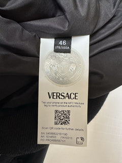 Versace Women's Blouson Nylon/Fabric Logo Jacket Black 10 US (46 Euro) NWT $1900
