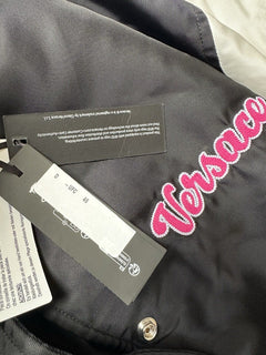 Versace Women's Blouson Nylon/Fabric Logo Jacket Black 10 US (46 Euro) NWT $1900