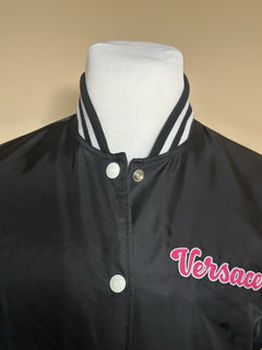 Versace Women's Blouson Nylon/Fabric Logo Jacket Black 10 US (46 Euro) NWT $1900