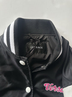 Versace Women's Blouson Nylon/Fabric Logo Jacket Black 10 US (46 Euro) NWT $1900