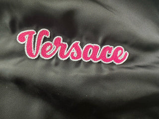 Versace Women's Blouson Nylon/Fabric Logo Jacket Black 10 US (46 Euro) NWT $1900