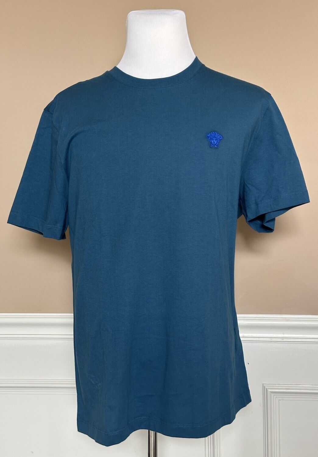 Versace Medusa Embroidered Logo Blue Cotton Jersey T-Shirt 3XL 1008481 NWT $475