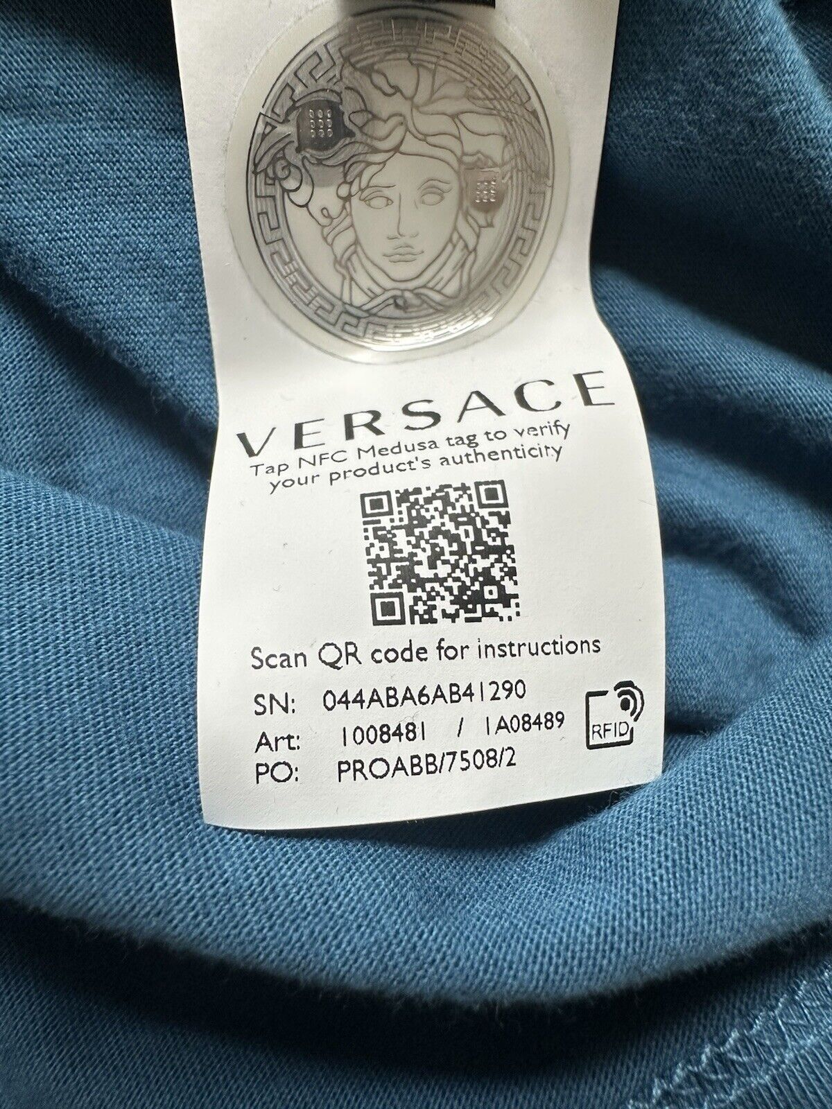 Versace Medusa Embroidered Logo Blue Cotton Jersey T-Shirt 3XL 1008481 NWT $475