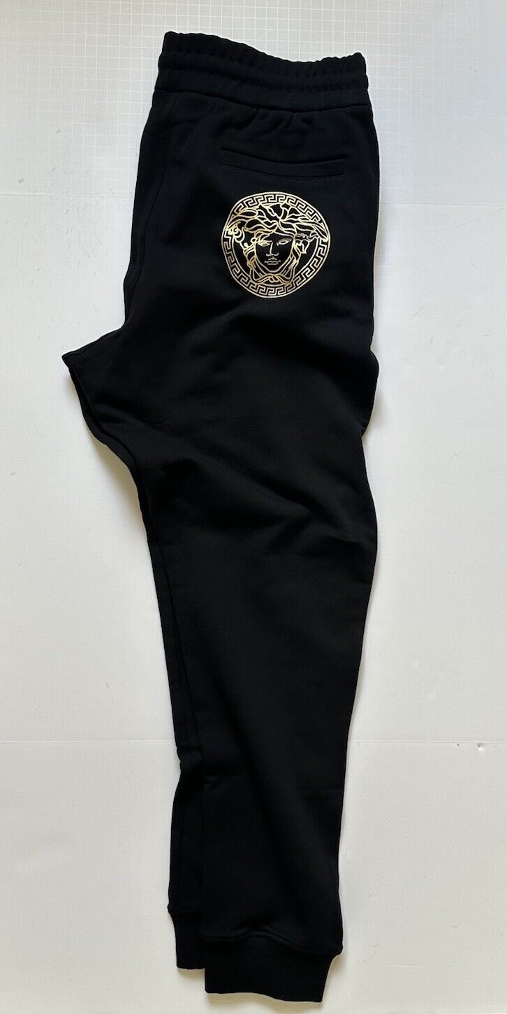 Versace Gold Medusa Printed Black Cotton Activewear Pants 2XL A89525S NWT $700