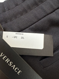Versace Gold Medusa Printed Black Cotton Activewear Pants 2XL A89515S NWT $700