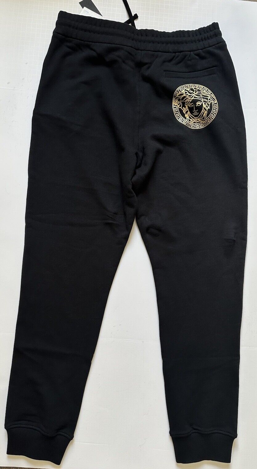 Versace Gold Medusa Printed Black Cotton Activewear Pants 2XL A89525S NWT $700