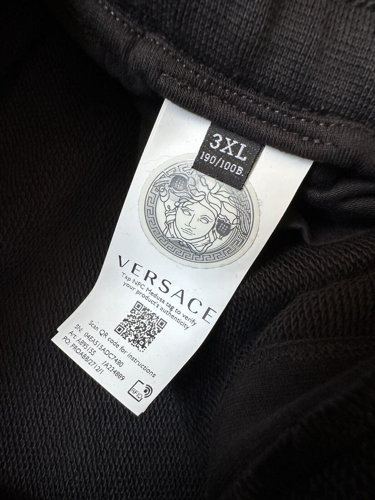 Versace Gold Medusa Printed Black Cotton Activewear Pants 3XL A89525S NWT $700