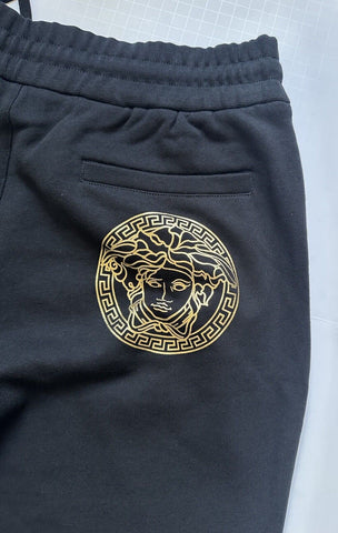 Versace Gold Medusa Printed Black Cotton Activewear Pants 3XL A89515S NWT $700