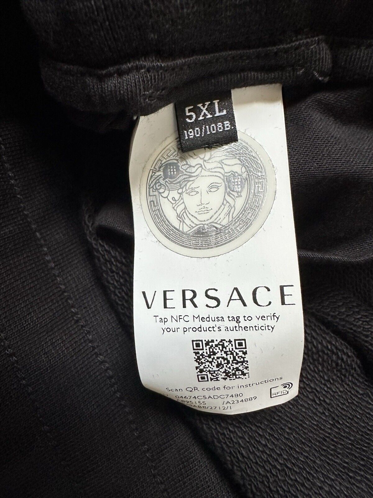 Versace Gold Medusa Printed Black Cotton Activewear Pants 5XL A89525S NWT $700