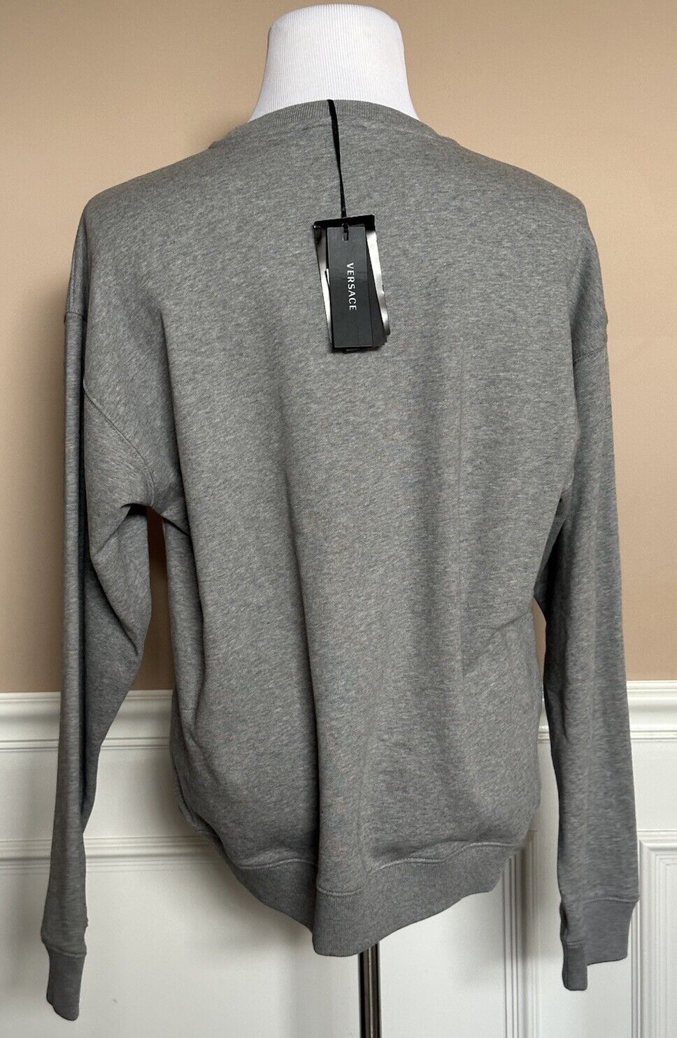 Versace Embroidered Men's Long Sleeve Sweatshirt Fleece Gray L 1014426 NWT $750