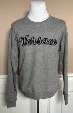 Versace Embroidered Men's Long Sleeve Sweatshirt Fleece Gray M 1014426 NWT $750