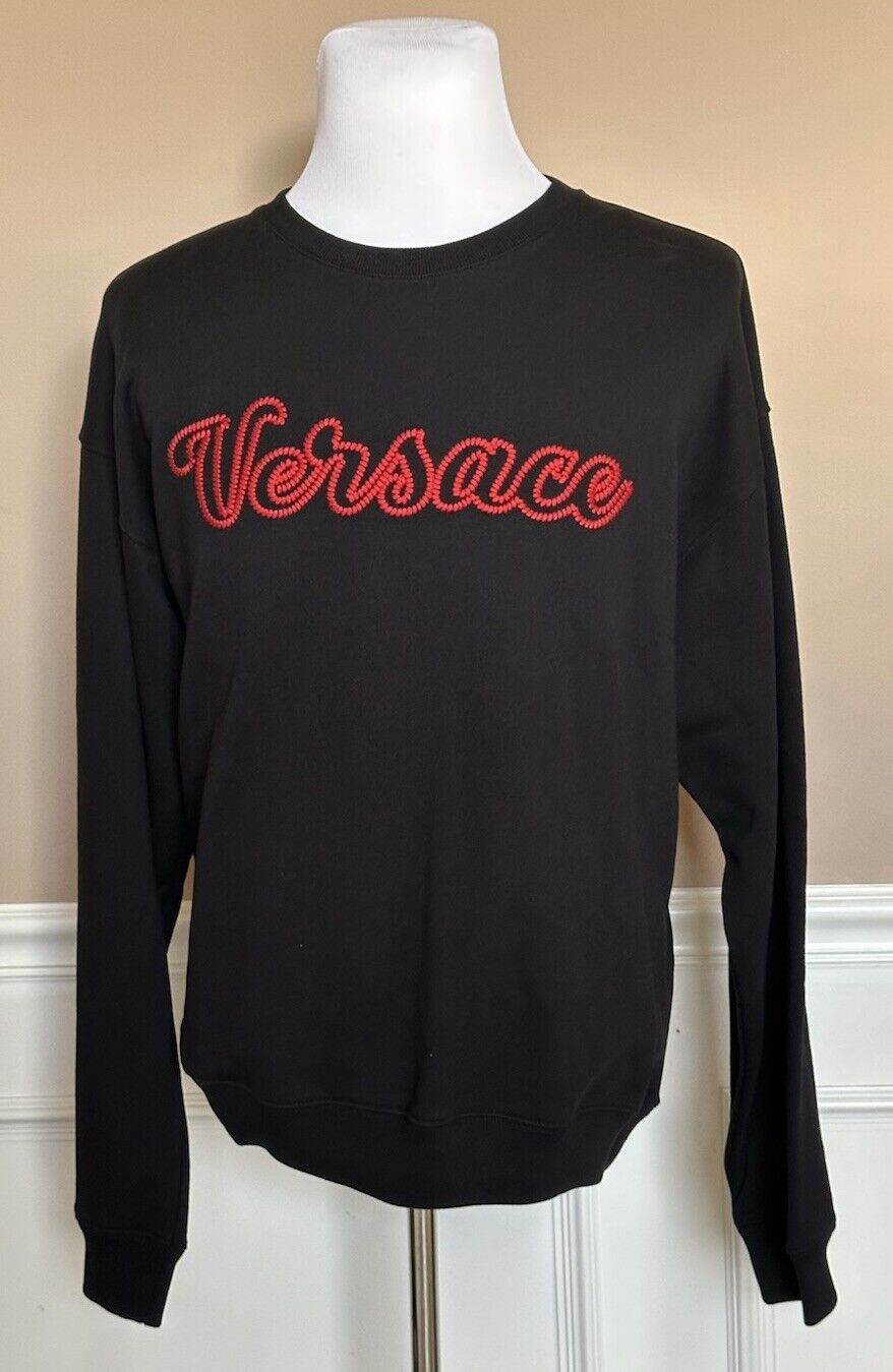 Versace Embroidered Men's Long Sleeve Sweatshirt Black 4XL 1014426 NWT $750