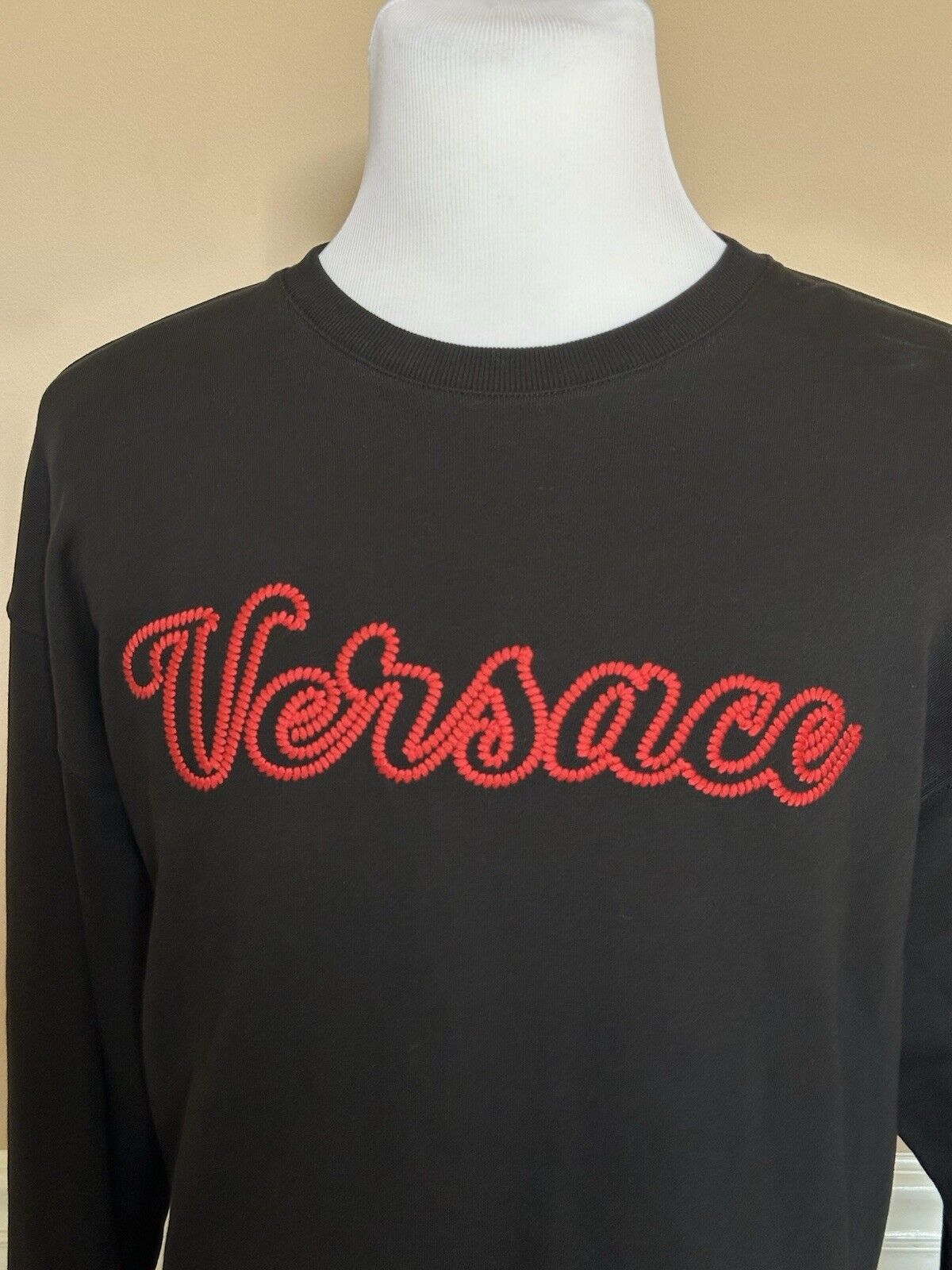 Versace Embroidered Men's Long Sleeve Sweatshirt Black 4XL 1014426 NWT $750