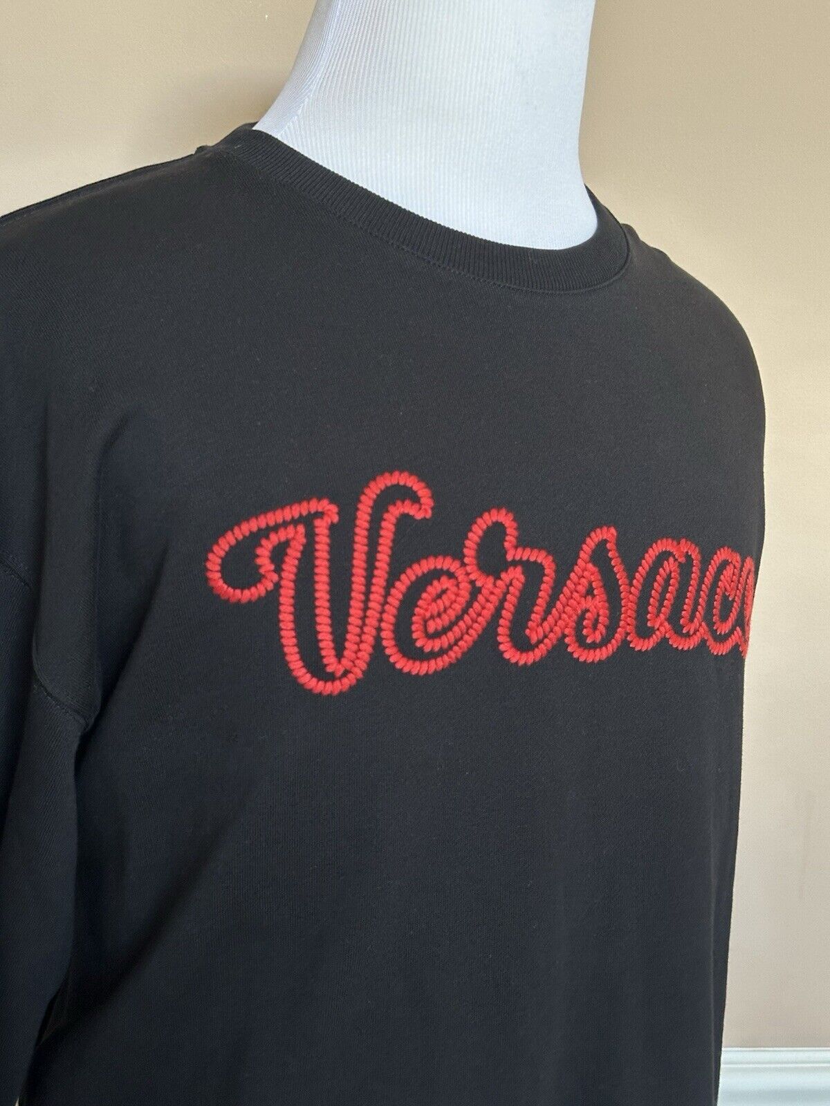 Versace Embroidered Men's Long Sleeve Sweatshirt Black 4XL 1014426 NWT $750