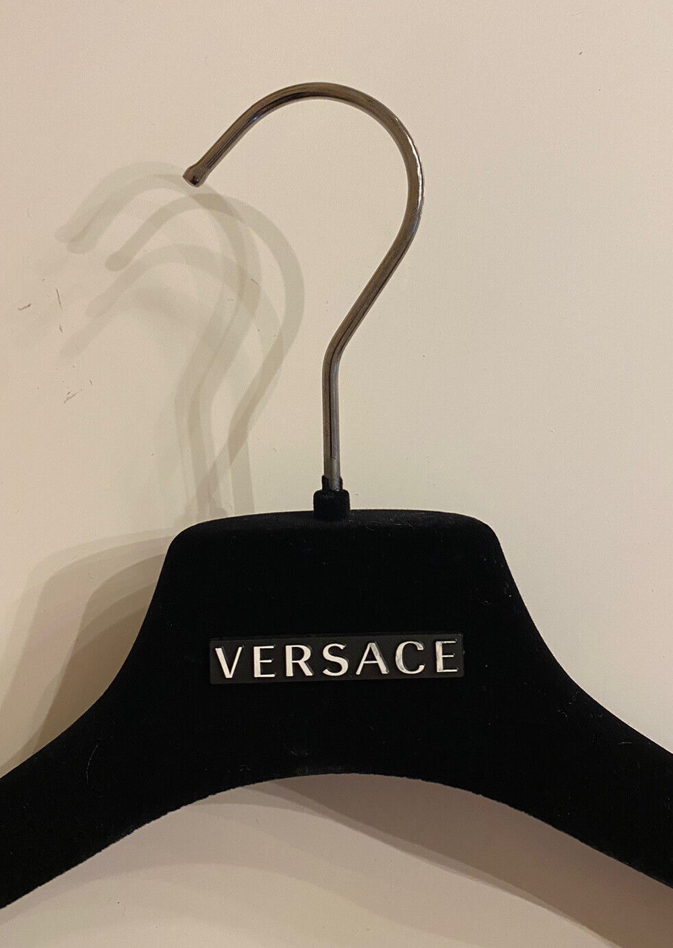 VERSACE Black Velvet Jacket/Pants Hanger with Silver Hardware 17.5x8