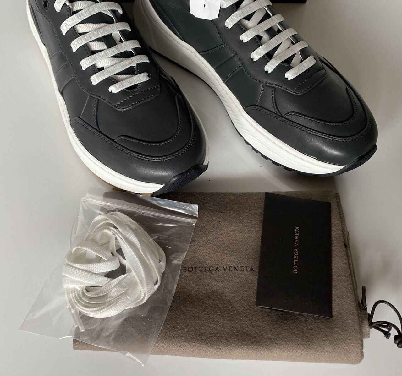 Bottega Veneta Men’s Gray Calf Leather Sneakers 9.5 US 565646 2015 NIB $850