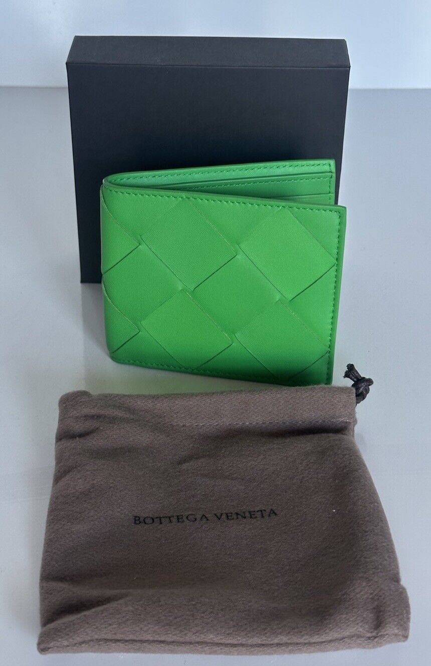 Bottega Veneta Intrecciato Leather Green Bi-fold Wallet 113993 Italy NWT $500