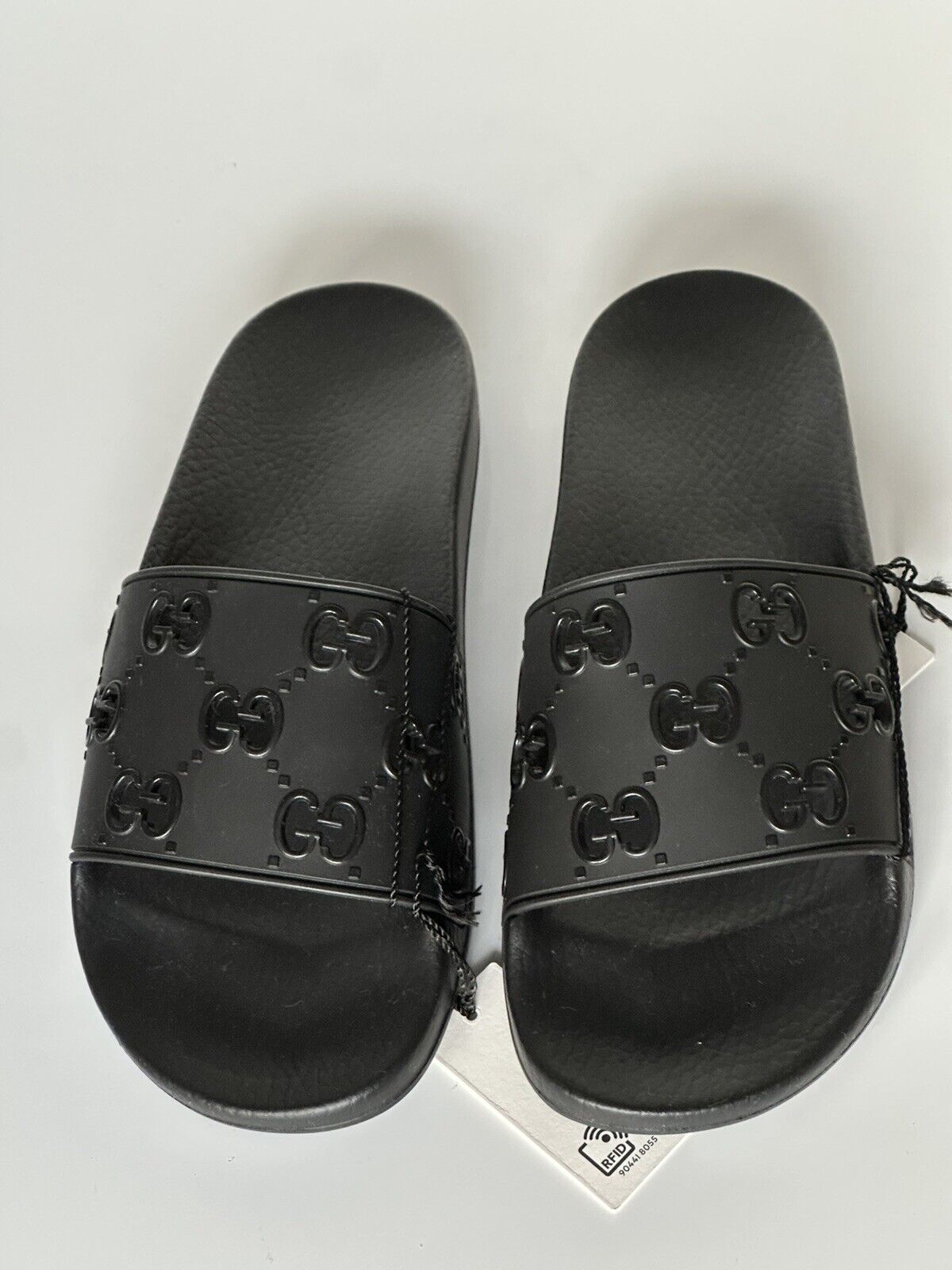 Gucci Women's GG Rubber Slide Sandals Black 12 US (42 Euro) 573922 IT NIB