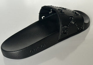 Gucci Women's GG Rubber Slide Sandals Black 12 US (42 Euro) 573922 IT NIB