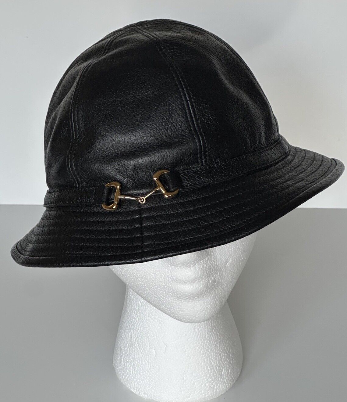 Gucci Horsebit Leather Black Bucket Hat Made in Italy Medium (58 cm) 666600 NWT