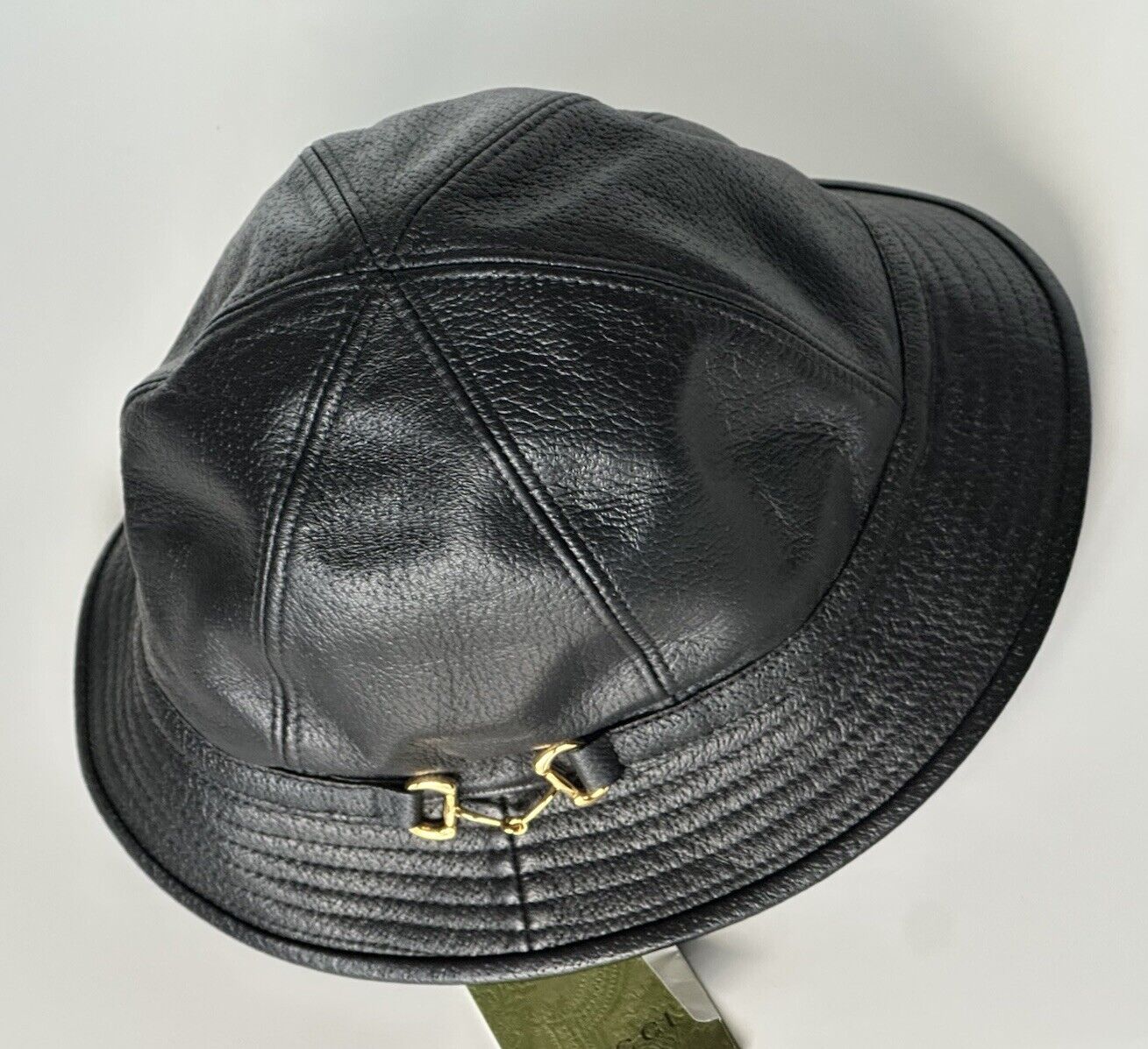 Gucci Horsebit Leather Black Bucket Hat Made in Italy Medium (58 cm) 666600 NWT