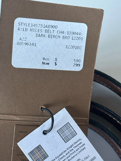 Burberry Check Knitted Dark Birch Brown  D-Ring Buckle Belt 80596341 IT NWT $590