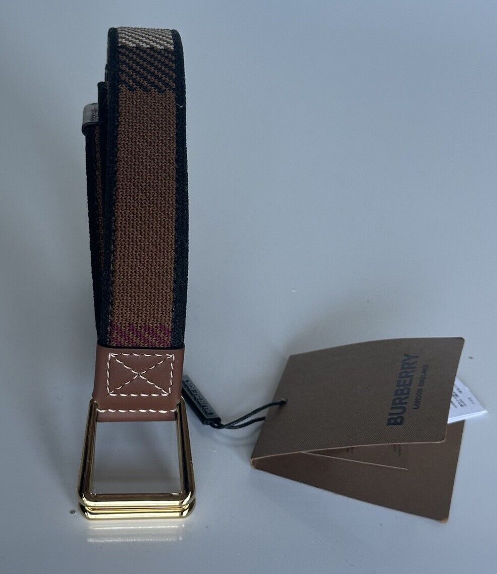 Burberry Check Knitted Dark Birch Brown  D-Ring Buckle Belt 80596341 IT NWT $590