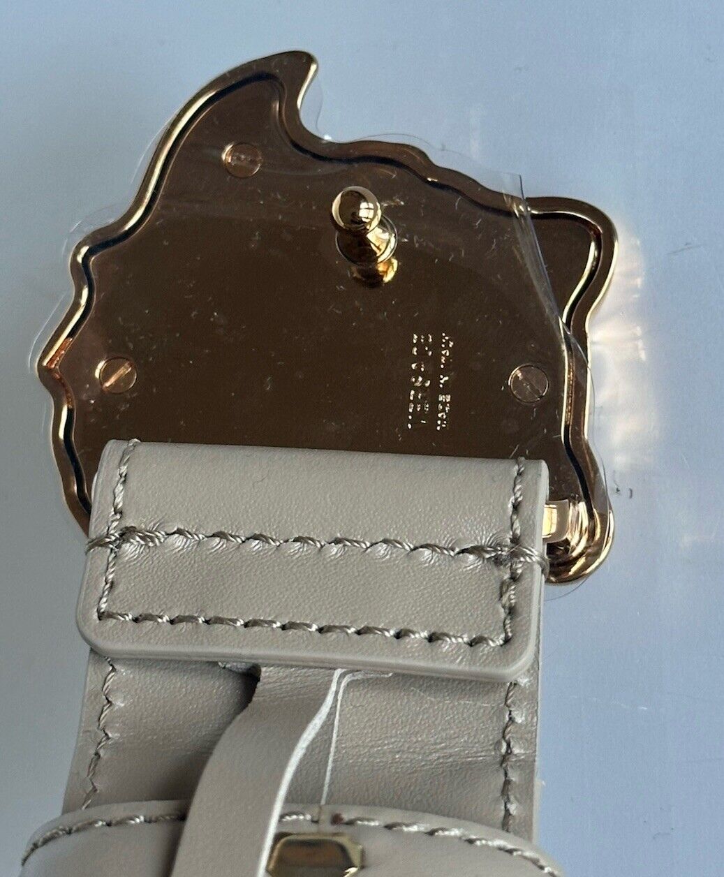 Versace Medusa-Buckle Jacquard Calf Leather Beige Belt 90 (36) DCU4140 NWT $525