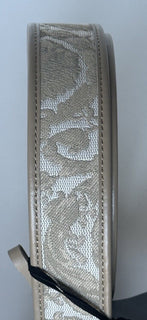 Versace Medusa-Buckle Jacquard Calf Leather Beige Belt 85 (34) DCU4140 NWT $525