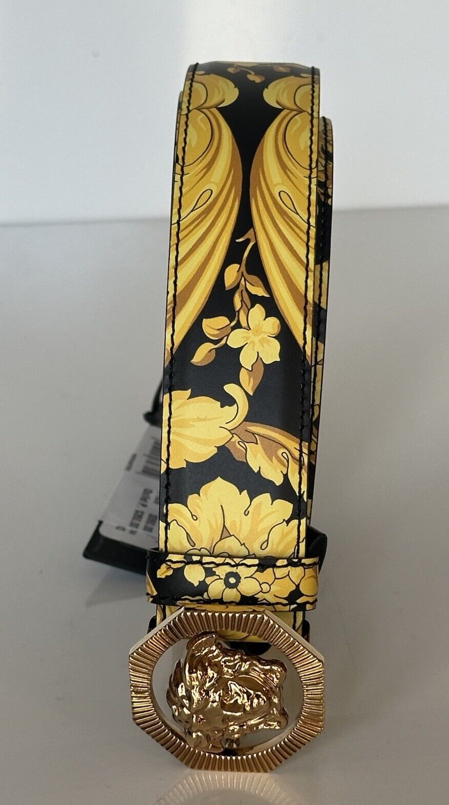 Versace Medusa-Buckle Black/Gold Leather Belt 115 (46) Italy DCU6715S NWT $550