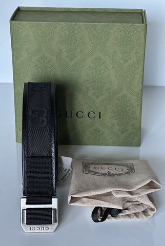 Gucci Women's GG Supreme Monogram Leather/Fabric Belt Black 80/32 IT 684485 NIB