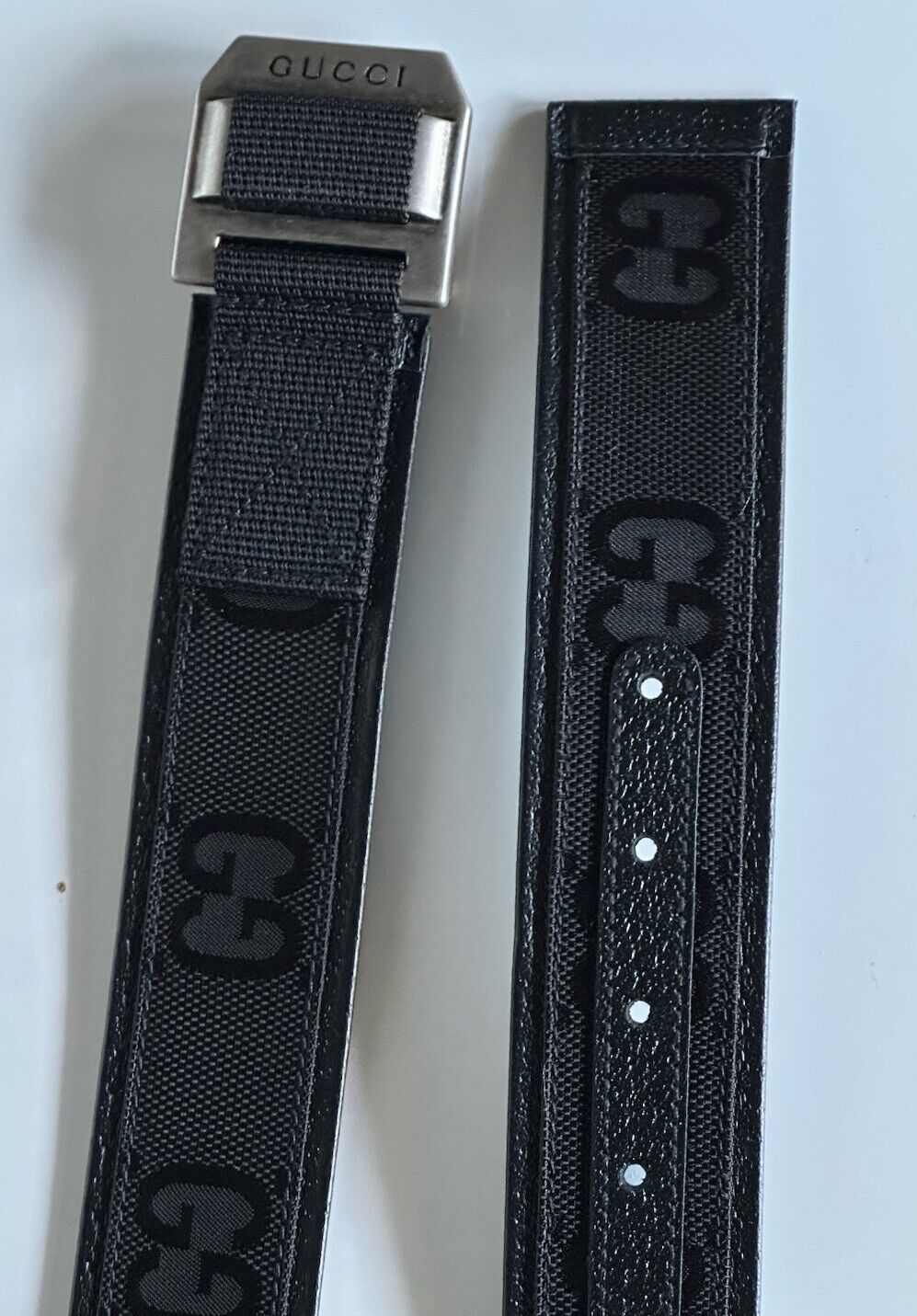 Gucci Women's GG Supreme Monogram Leather/Fabric Belt Black 80/32 IT 684485 NIB