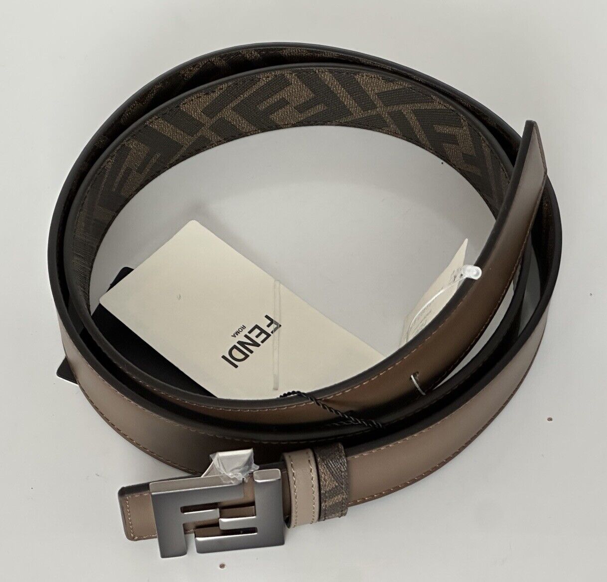 Fendi FF Calf Leather Black&Brown Reversible Belt 110/44 7C0468F Italy NIB $630