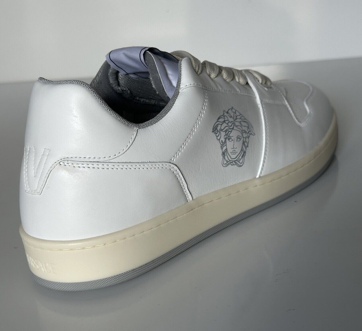 Versace Medusa Men’s White Leather Sneakers 10 US (43 Euro) 1013377 IT NIB $700