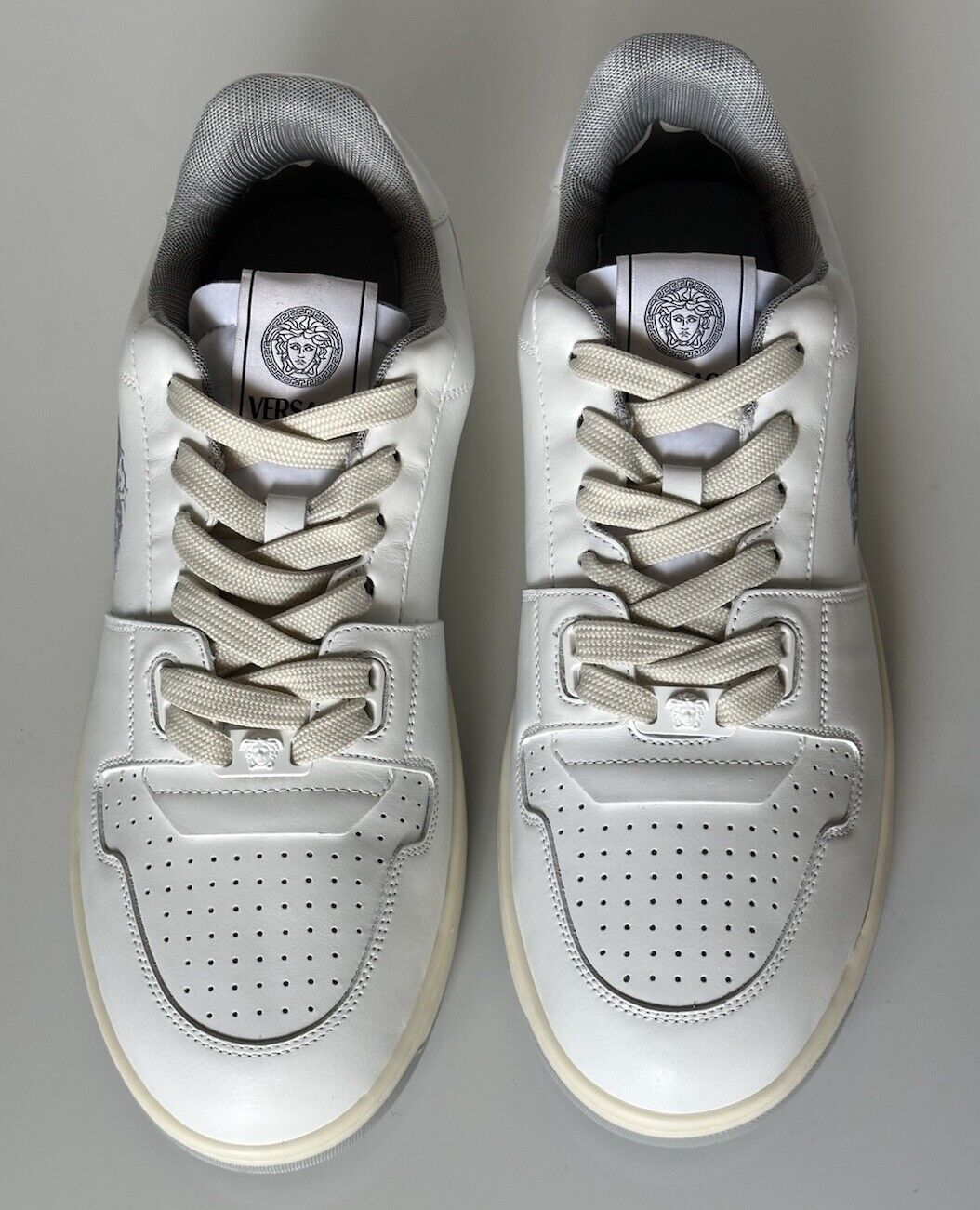 Versace Medusa Men’s White Leather Sneakers 10 US (43 Euro) 1013377 IT NIB $700