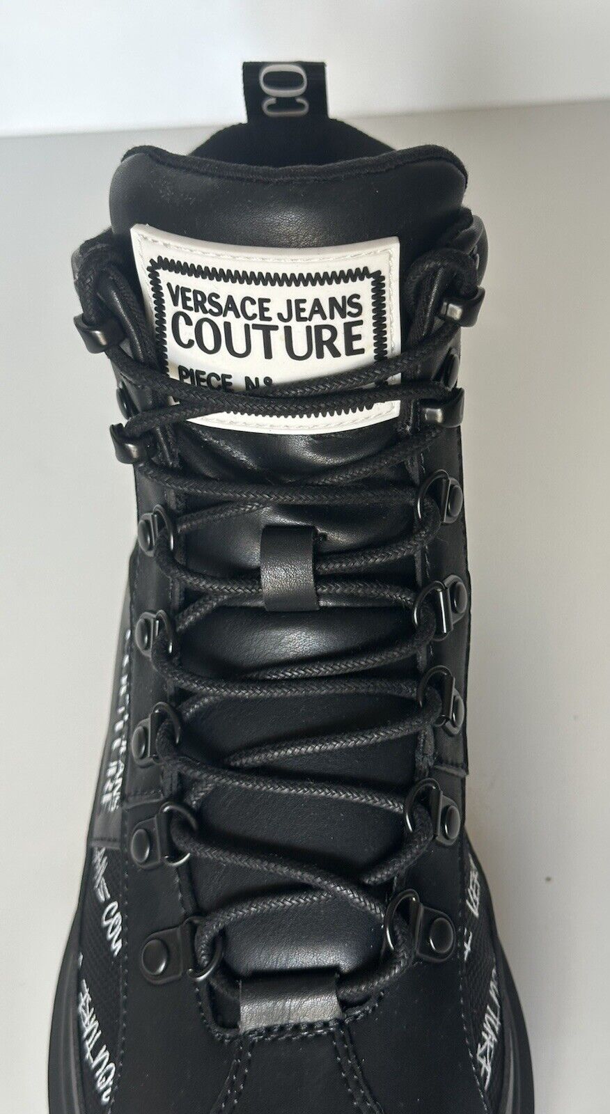 Versace Jeans Couture Leather Black Combat Boots 8 US (41) E75YA3S46 NIB