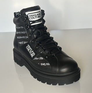 Versace Jeans Couture Leather Black Combat Boots 8 US (41) E75YA3S46 NIB