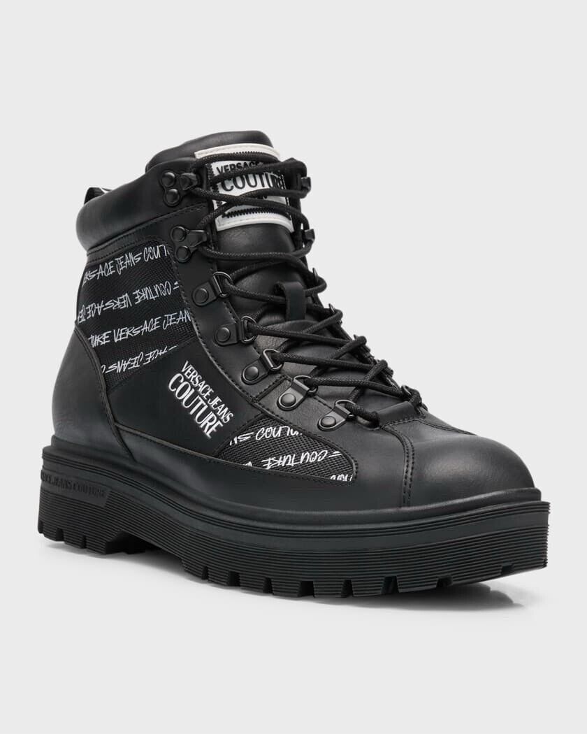 Versace Jeans Couture Leather Black Combat Boots 10 US (43) E75YA3S46 NIB