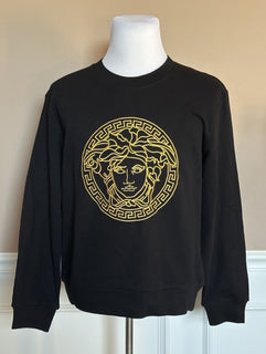 Versace Medusa Embroidered Black Cotton Sweatshirt  8 US 42 Eu A89567S NWT $790
