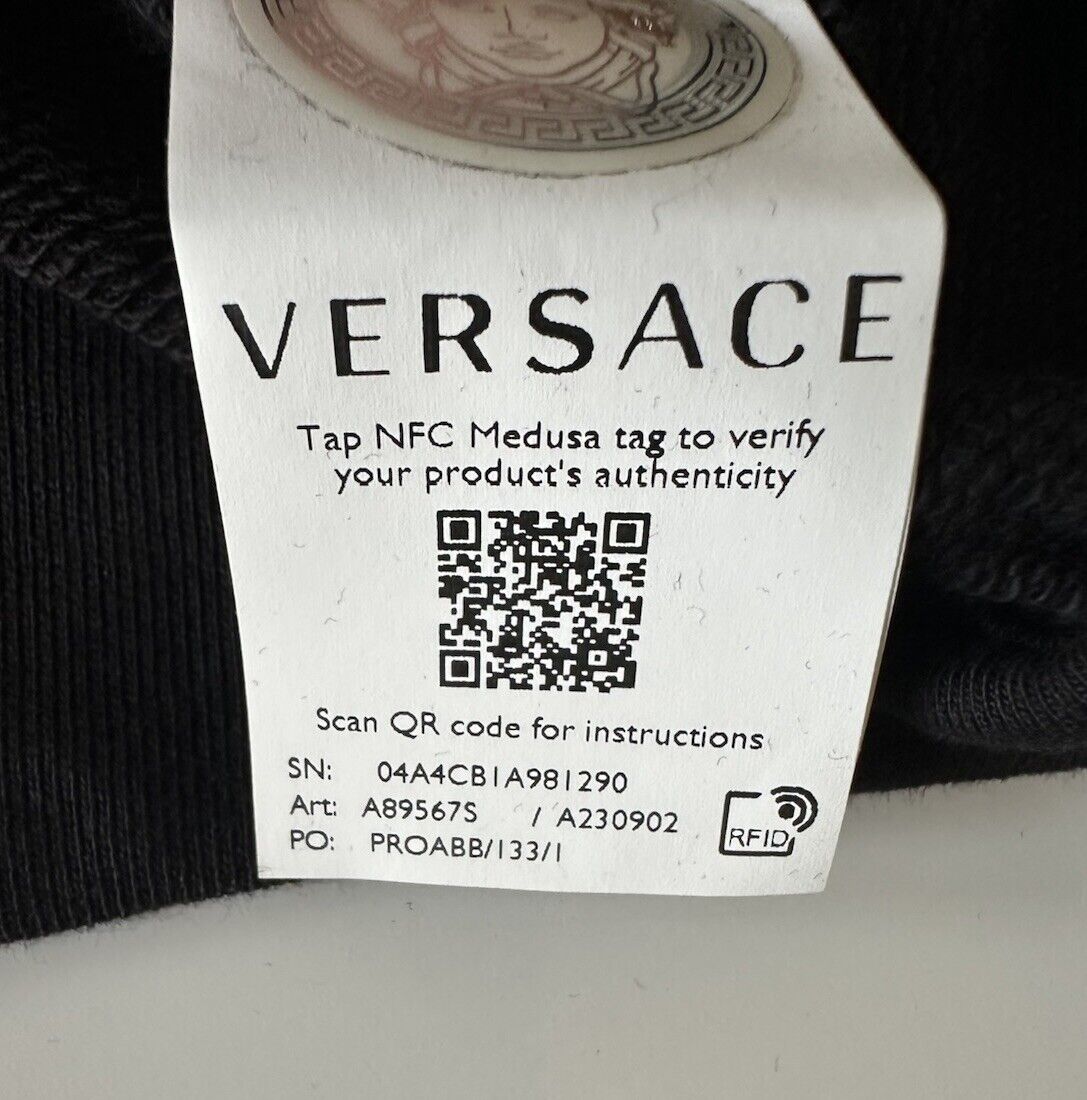 Versace Medusa Embroidered Black Cotton Sweatshirt  8 US 42 Eu A89567S NWT $790