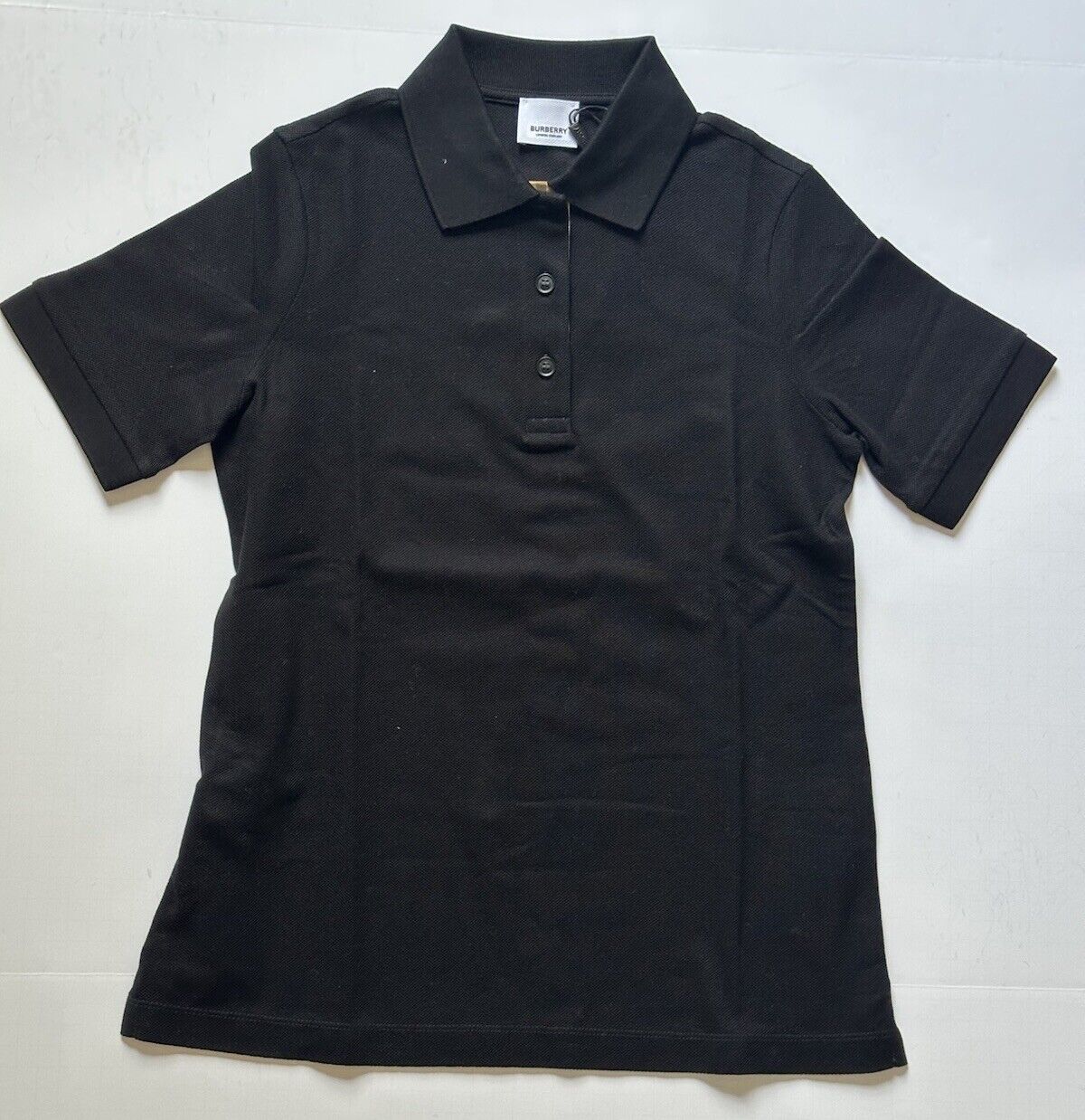 Burberry Check Black Short Sleeve Cotton Polo Shirt XS  8066898 NWT $410