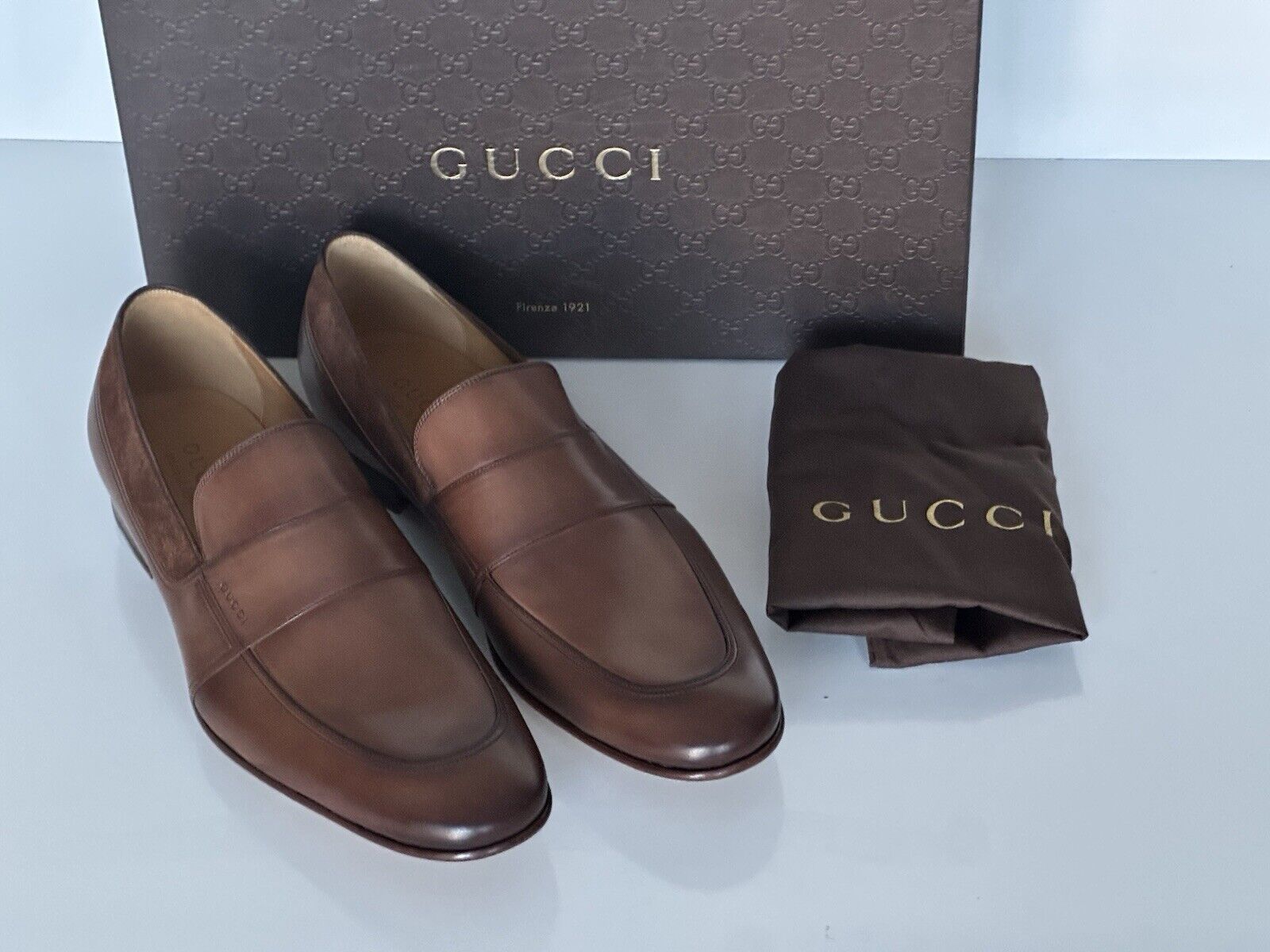 Gucci Men's Penny Loafers Dress Shoes Brown 11.5 US (10.5 Gucci) 372284 IT NIB