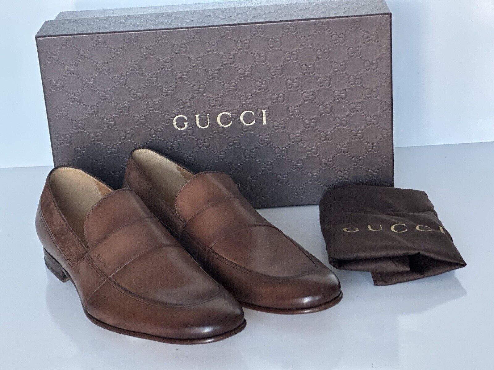 Gucci Men's Penny Loafers Dress Shoes Brown 11.5 US (10.5 Gucci) 372284 IT NIB