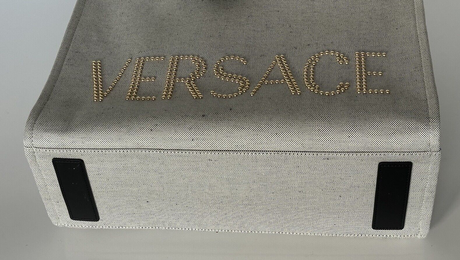 Versace Top Handle Large Tote Fabric/Leather Gray Bag 1014567 Italy NWT $1675