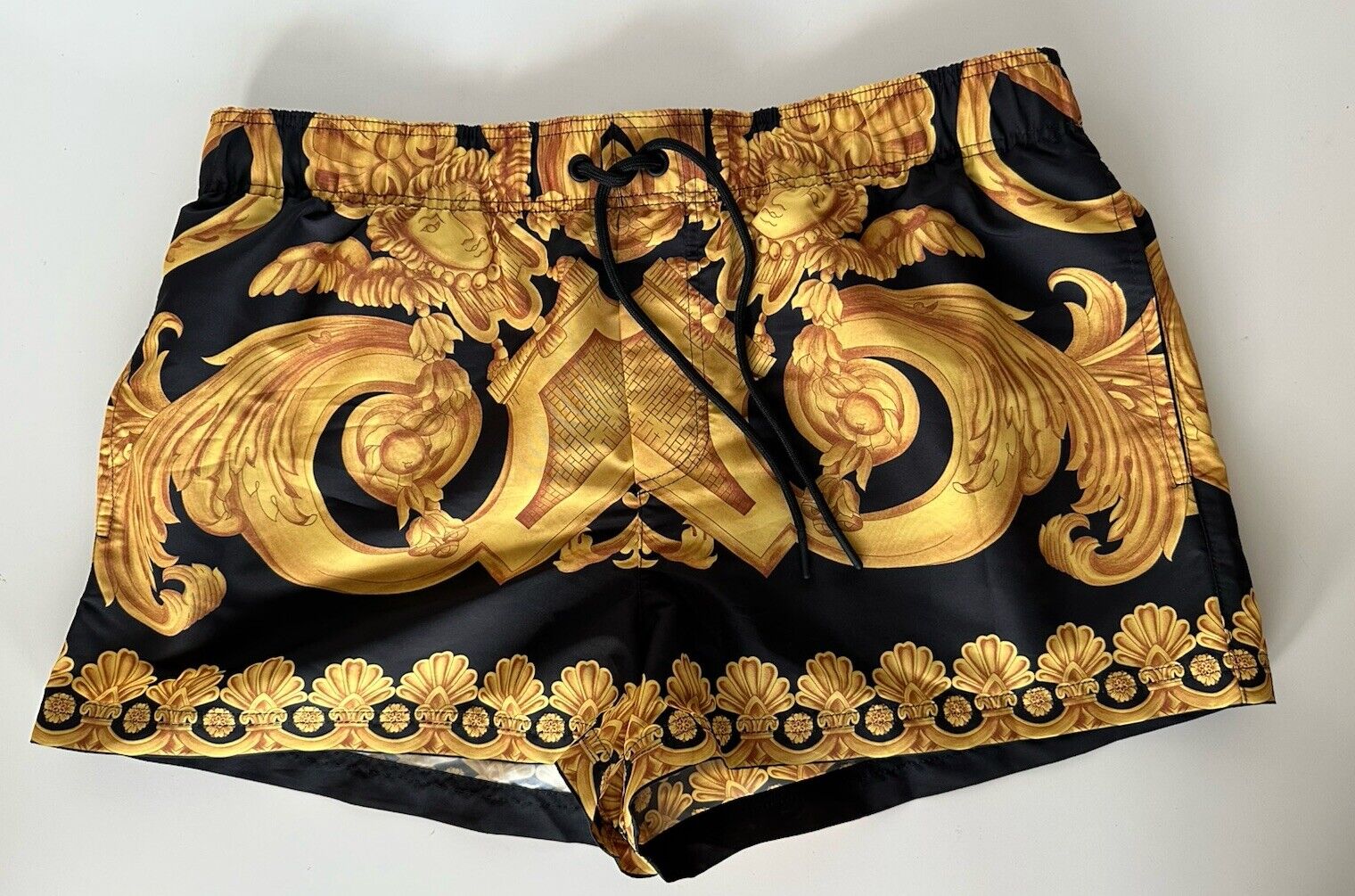 Versace Renaissance Men's Blac/Gold Swim Shorts 5 (33”) IT 1006003 NWT $600