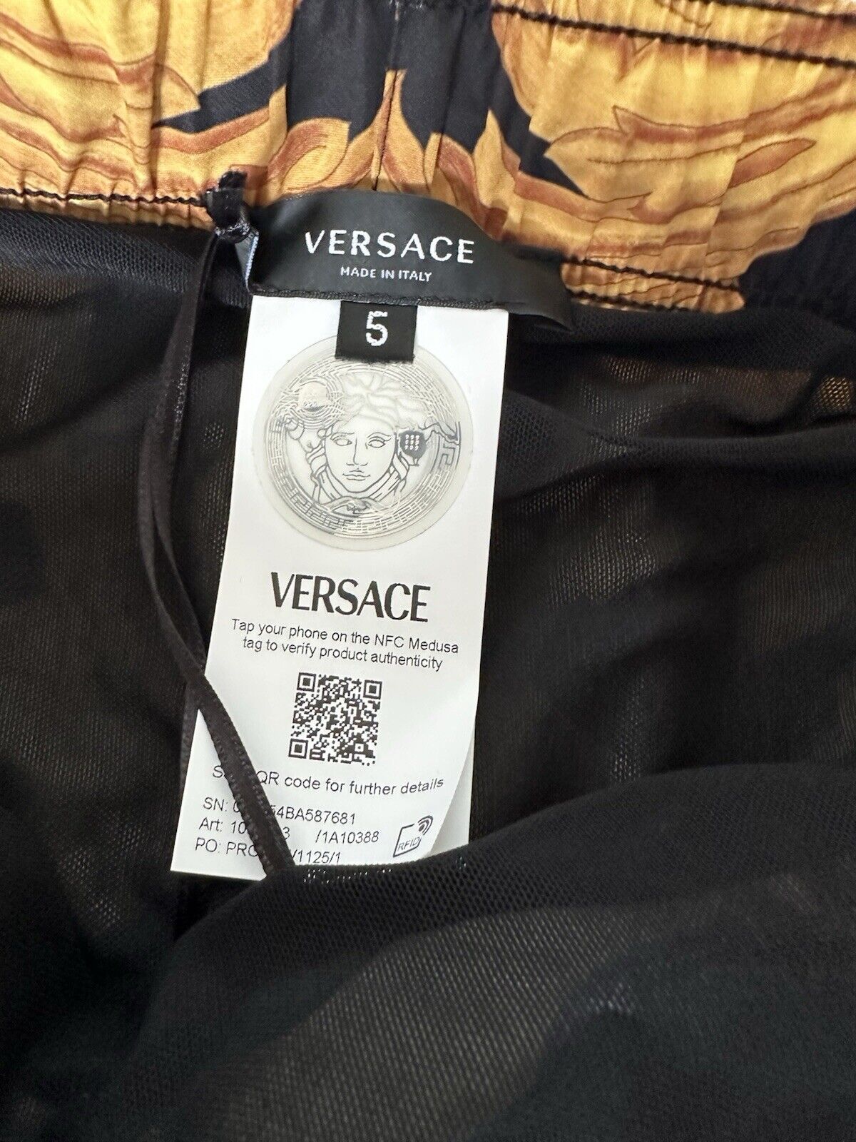 Versace Renaissance Men's Blac/Gold Swim Shorts 5 (33”) IT 1006003 NWT $600