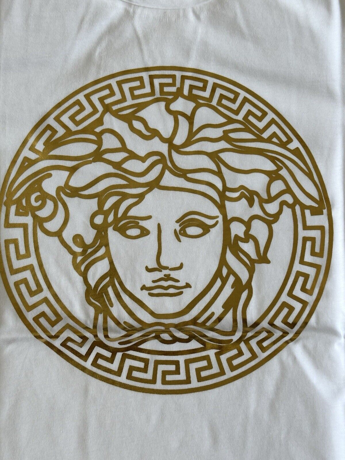 Versace Women's Gold Medusa White  Cotton Jersey T-Shirt 4 (38) A89559S NWT $475