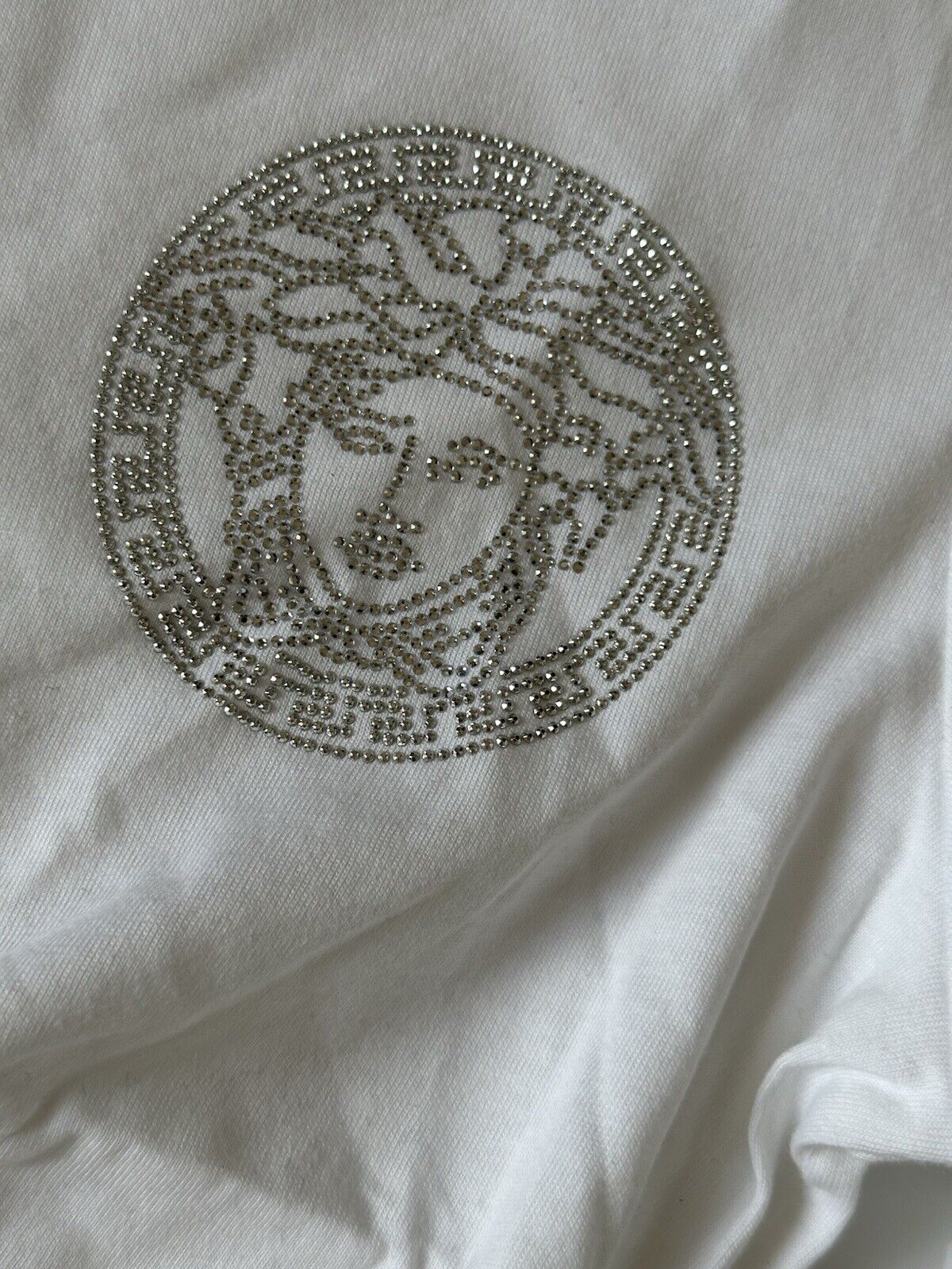 Versace Medusa Embroided Crop White Cotton Jersey T-Shirt 2 (36) 10144566 $600