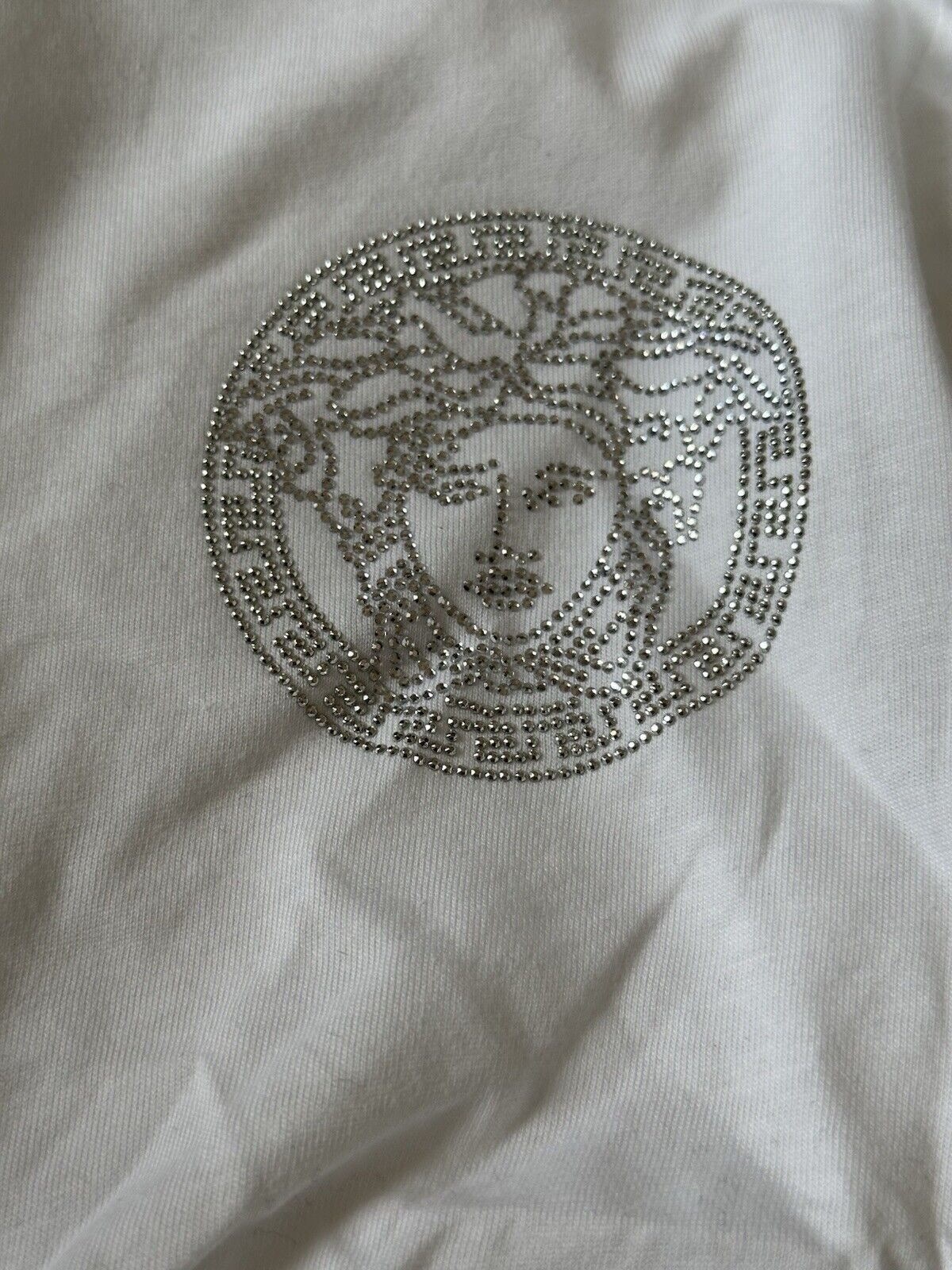 Versace Medusa Embroided Crop White Cotton Jersey T-Shirt 2 (36) 10144566 $600